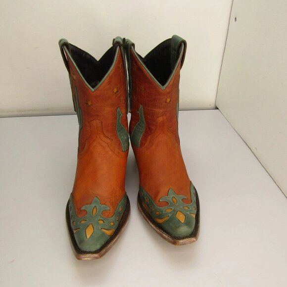 NEW ALLEN'S Women’s Coyote Moon Cowboy Boots, Size 5.5, Snip Toe, Low Heel - Picture 4 of 8
